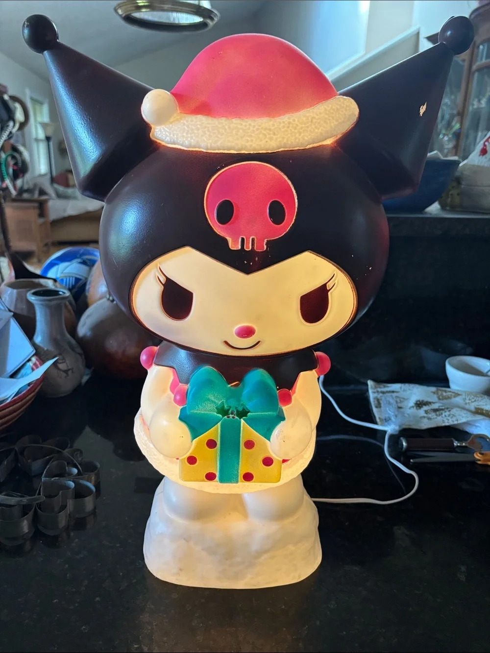 Kuromi-Inspired Brown and Pink Holiday Figurine Lamp